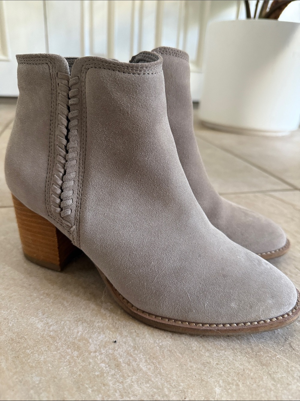 Blondo Taupe Suede Ankle Boots